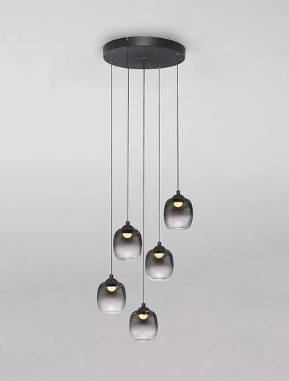 Nova Luce LED Pendelleuchte Kita dimmbar 28W warmweiss 3000K Schwarz Glas Metall Ø43cm 9236207
