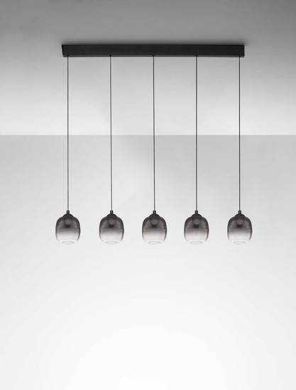Nova Luce LED Pendelleuchte Kita dimmbar 28W warmweiss 3000K Schwarz Glas Metall 102x12cm 9236208