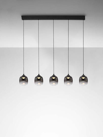 Nova Luce LED Pendelleuchte Kita dimmbar 28W warmweiss 3000K Schwarz Glas Metall 102x12cm 9236208