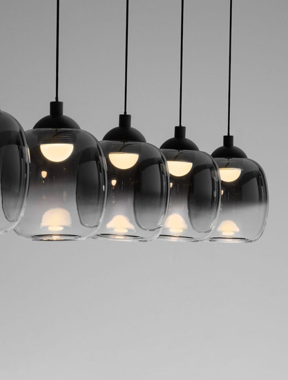 Nova Luce LED Pendelleuchte Kita dimmbar 28W warmweiss 3000K Schwarz Glas Metall 102x12cm 9236208
