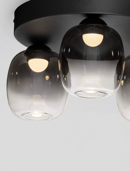 Nova Luce LED Deckenleuchte Kita dimmbar 16W warmweiss 3000K Schwarz Glas Metall Ø36cm 9236209