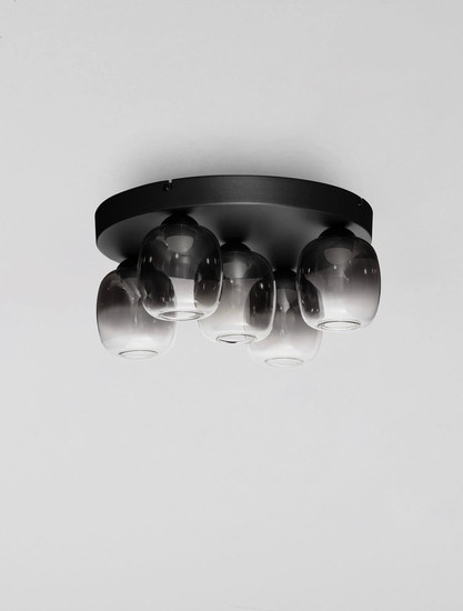 Nova Luce LED Deckenleuchte Kita dimmbar 28W warmweiss 3000K Schwarz Glas Metall Ø45cm 9236210