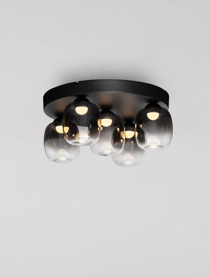 Nova Luce LED Deckenleuchte Kita dimmbar 28W warmweiss 3000K Schwarz Glas Metall Ø45cm 9236210