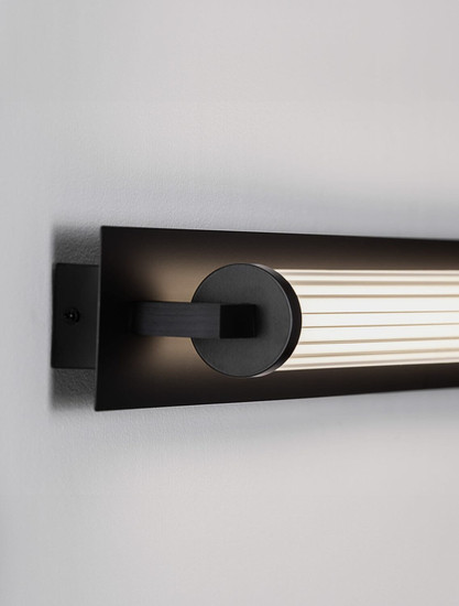 Nova Luce LED Wandleuchte Fasko 16W warmweiss 3000K IP44 Schwarz Glas Metall 80x9,5cm 9236298