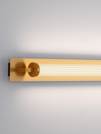 Nova Luce LED Wandleuchte Fasko 16W warmweiss 3000K IP44 Messinggold Glas Metall 80x9,5cm 9236299