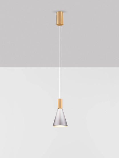 Nova Luce LED Pendelleuchte Voi dimmbar 8W warmweiss 3000K Schwarz Messinggold Glas Metall Ø16cm 9236305