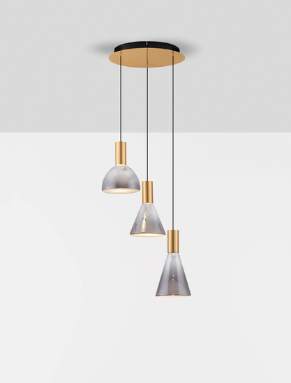 Nova Luce LED Pendelleuchte Voi dimmbar 24W warmweiss 3000K Schwarz Messinggold Glas Metall Ø43cm 9236306