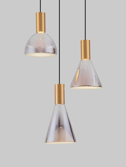 Nova Luce LED Pendelleuchte Voi dimmbar 24W warmweiss 3000K Schwarz Messinggold Glas Metall Ø43cm 9236306