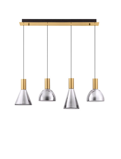 Nova Luce LED Pendelleuchte Voi dimmbar 32W warmweiss 3000K Schwarz Messinggold Glas Metall 87x17cm 9236307