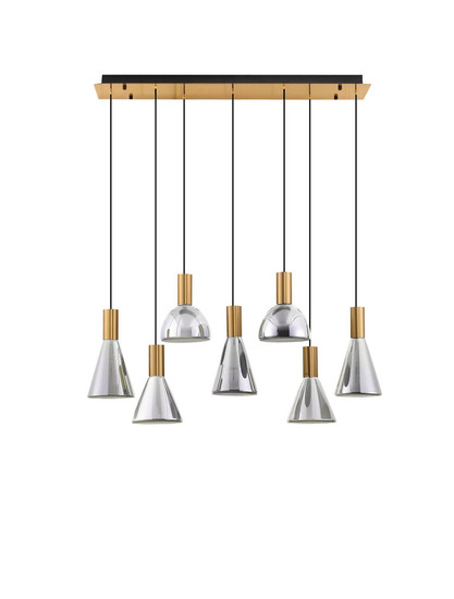 Nova Luce LED Pendelleuchte Voi dimmbar 47W warmweiss 3000K Schwarz Messinggold Glas Metall 96x33cm 9236309