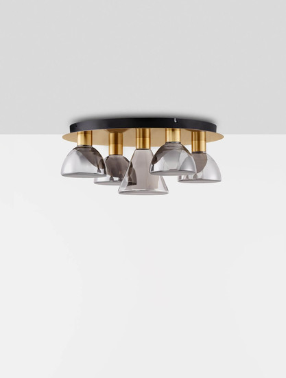 Nova Luce LED Deckenleuchte Voi dimmbar 40W warmweiss 3000K Schwarz Messinggold Glas Metall Ø57cm 9236310
