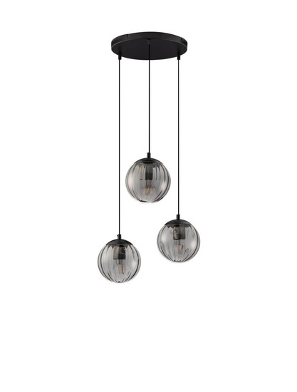 Nova Luce Pendelleuchte Abbacus 3-flammig 3xE27 Schwarz Glas Metall Ø44cm 9236317