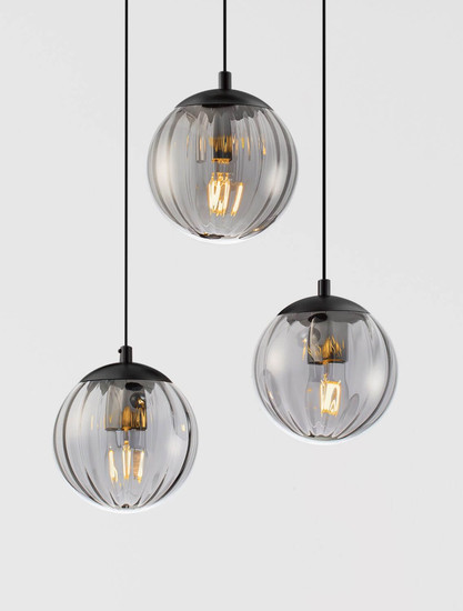 Nova Luce Pendelleuchte Abbacus 3-flammig 3xE27 Schwarz Glas Metall Ø44cm 9236317