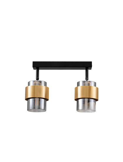 Nova Luce Deckenleuchte Sianna 2-flammig 2xE27 Schwarz Messinggold Glas Metall 47x20cm 9236387