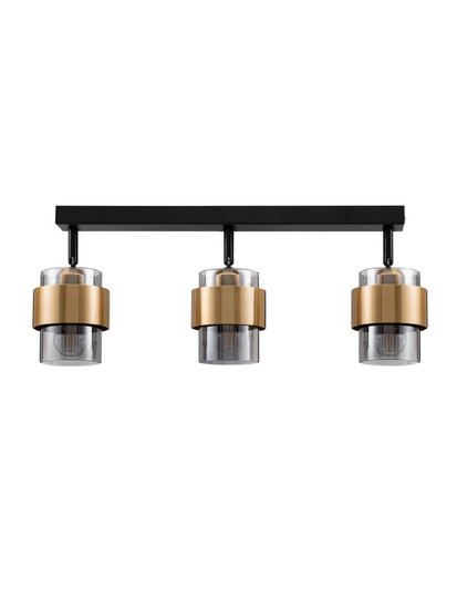 Nova Luce Deckenleuchte Sianna 3-flammig 3xE27 Schwarz Messinggold Glas Metall 70x20cm 9236388