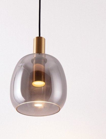 Nova Luce LED Pendelleuchte Imatia 7W warmweiss 3000K Messinggold Rauchschwarz Glas Metall Ø16cm 9236390