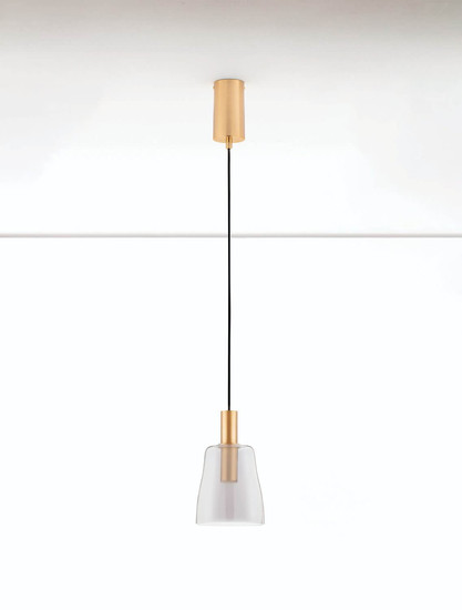 Nova Luce LED Pendelleuchte Imatia 7W warmweiss 3000K Messinggold Rauchschwarz Glas Metall Ø14cm 9236391