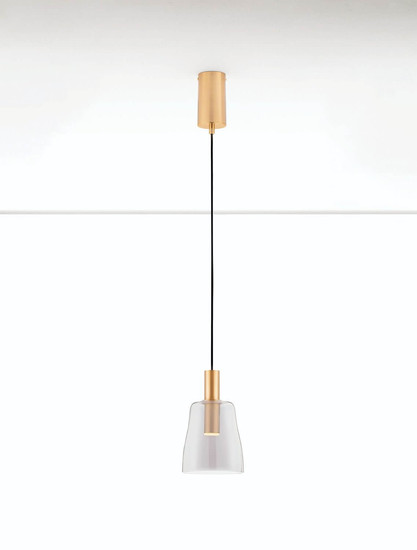 Nova Luce LED Pendelleuchte Imatia 7W warmweiss 3000K Messinggold Rauchschwarz Glas Metall Ø14cm 9236391