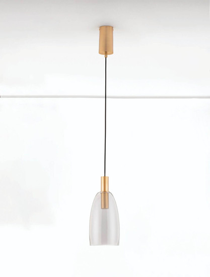 Nova Luce LED Pendelleuchte Imatia 7W warmweiss 3000K Messinggold Rauchschwarz Glas Metall Ø14cm 9236392