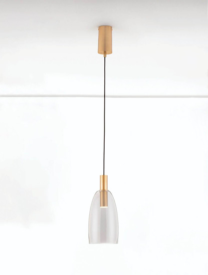 Nova Luce LED Pendelleuchte Imatia 7W warmweiss 3000K Messinggold Rauchschwarz Glas Metall Ø14cm 9236392