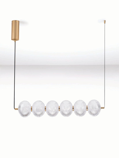 Nova Luce LED Pendelleuchte Klelia dimmbar 34W warmweiss 3000K Messinggold Metall 80x15cm 9236394