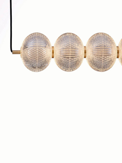 Nova Luce LED Pendelleuchte Klelia dimmbar 34W warmweiss 3000K Messinggold Metall 80x15cm 9236394