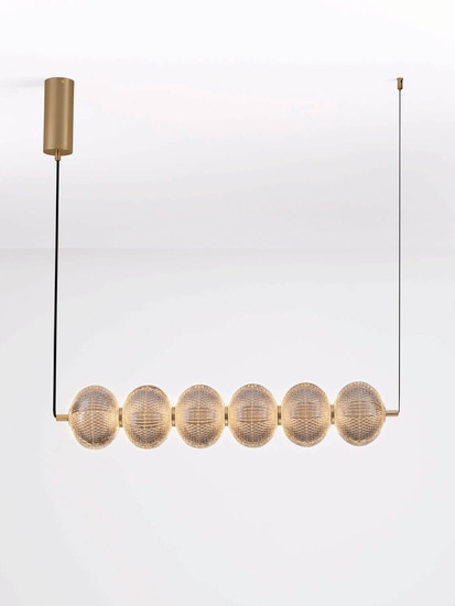 Nova Luce LED Pendelleuchte Klelia dimmbar 34W warmweiss 3000K Messinggold Metall 80x15cm 9236394