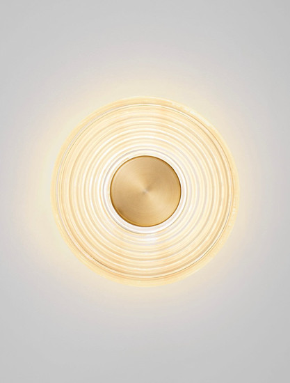 Nova Luce LED Wandleuchte Nous 8W warmweiss 3000K Messinggold Bernstein Glas Metall Ø30cm 9236398