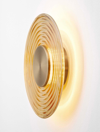 Nova Luce LED Wandleuchte Nous 8W warmweiss 3000K Messinggold Bernstein Glas Metall Ø30cm 9236398