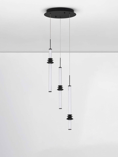 Nova Luce LED Pendelleuchte Stalactite dimmbar 18W warmweiss 3000K Schwarz Aluminium Keramik Ø35cm 9236406