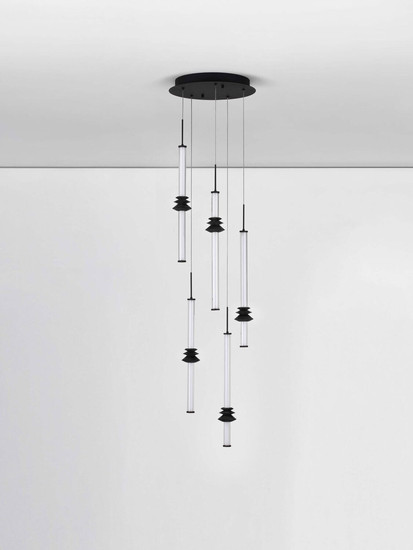 Nova Luce LED Pendelleuchte Stalactite dimmbar 32W warmweiss 3000K Schwarz Aluminium Keramik Ø35cm 9236407