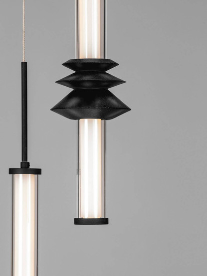 Nova Luce LED Pendelleuchte Stalactite dimmbar 32W warmweiss 3000K Schwarz Aluminium Keramik Ø35cm 9236407