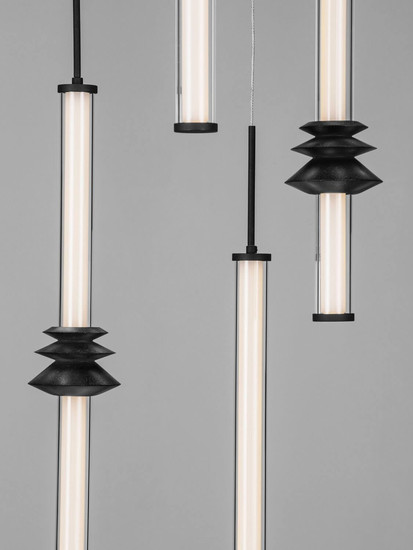 Nova Luce LED Pendelleuchte Stalactite dimmbar 32W warmweiss 3000K Schwarz Aluminium Keramik Ø35cm 9236407