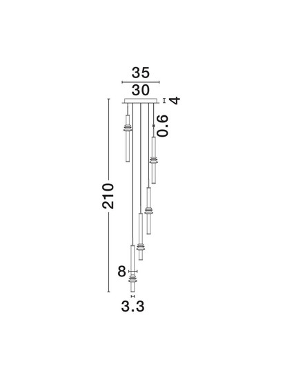 Nova Luce LED Pendelleuchte Stalactite dimmbar 32W warmweiss 3000K Schwarz Aluminium Keramik Ø35cm 9236407