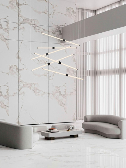 Nova Luce LED Pendelleuchte Stalactite dimmbar 79W warmweiss 3000K Schwarz Aluminium Keramik Ø150cm 9236408