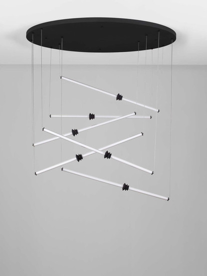 Nova Luce LED Pendelleuchte Stalactite dimmbar 79W warmweiss 3000K Schwarz Aluminium Keramik Ø150cm 9236408