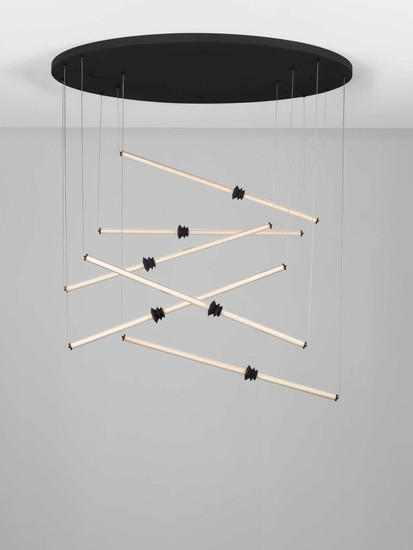 Nova Luce LED Pendelleuchte Stalactite dimmbar 79W warmweiss 3000K Schwarz Aluminium Keramik Ø150cm 9236408