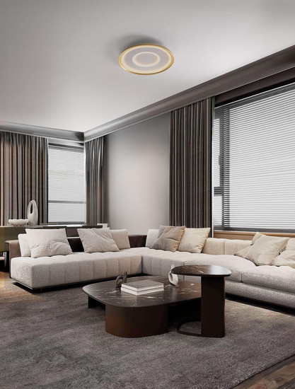 Nova Luce LED Deckenleuchte Figin dimmbar 40W CCT warm-/neutralweiss 2700-5000K Gold Stahl Aluminium Ø50cm 9248179