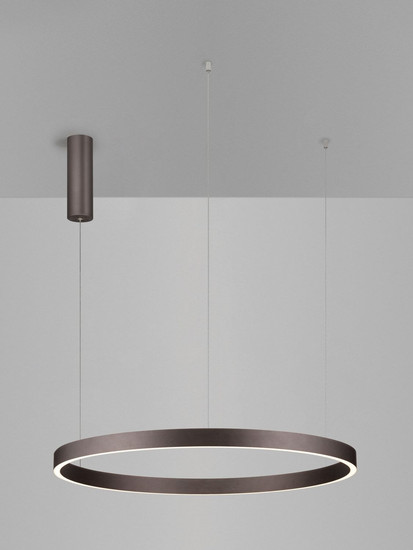 Nova Luce LED Pendelleuchte Elowen dimmbar 77W warmweiss 3000K Kaffeebraun Aluminium Ø80cm 9345650