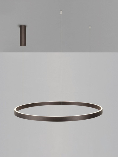 Nova Luce LED Pendelleuchte Elowen dimmbar 106W warmweiss 3000K Kaffeebraun Aluminium Ø100cm 9345651