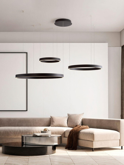 Nova Luce LED Pendelleuchte Elowen dimmbar 181W warmweiss 3000K Schwarz Aluminium 148x106cm 9345652