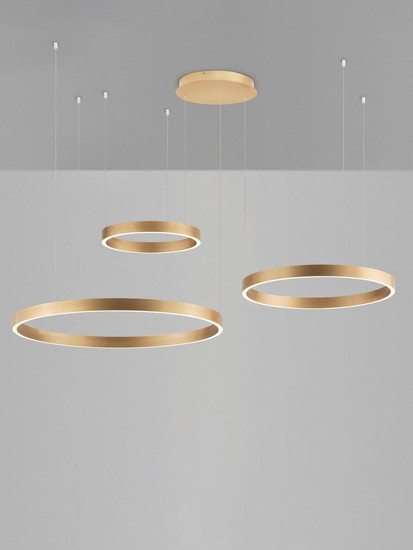 Nova Luce LED Pendelleuchte Elowen dimmbar 181W warmweiss 3000K Gold Aluminium 148x106cm 9345653