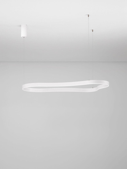 Nova Luce LED Pendelleuchte Dussa dimmbar 61W warmweiss 3000K Weiß Aluminium 120x66cm 9345692