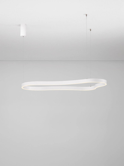 Nova Luce LED Pendelleuchte Dussa dimmbar 61W warmweiss 3000K Weiß Aluminium 120x66cm 9345692