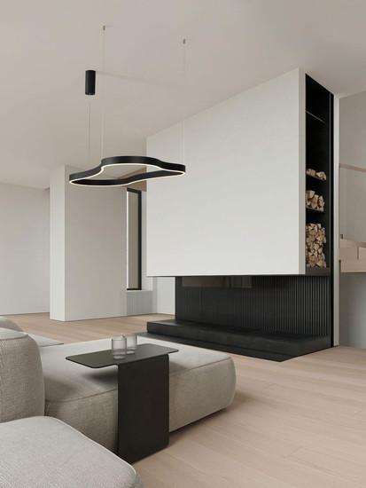 Nova Luce LED Pendelleuchte Dussa dimmbar 61W warmweiss 3000K Schwarz Aluminium 120x66cm 9345693