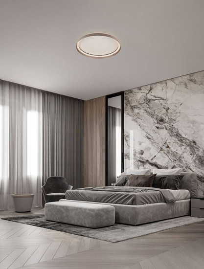 Nova Luce LED Deckenleuchte Ormi dimmbar 48W CCT warm-/neutralweiss 2700/3000/4000K Champagnerbraun Aluminium Ø60cm 9345701