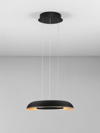 Nova Luce LED Pendelleuchte Epos dimmbar 24W CCT warm-/neutralweiss 2700/3000/4000K Schwarz Gold Aluminium Ø40cm 9345712