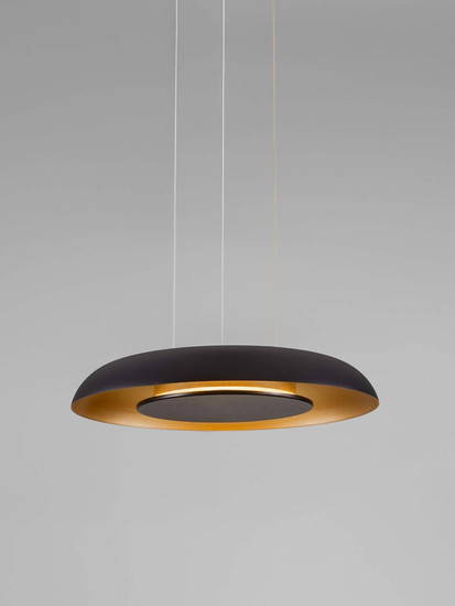 Nova Luce LED Pendelleuchte Epos dimmbar 24W CCT warm-/neutralweiss 2700/3000/4000K Schwarz Gold Aluminium Ø40cm 9345712