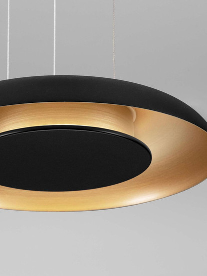 Nova Luce LED Pendelleuchte Epos dimmbar 24W CCT warm-/neutralweiss 2700/3000/4000K Schwarz Gold Aluminium Ø40cm 9345712