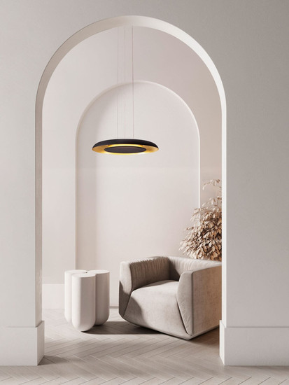Nova Luce LED Pendelleuchte Epos dimmbar 38W CCT warm-/neutralweiss 2700/3000/4000K Schwarz Gold Aluminium Ø60cm 9345713